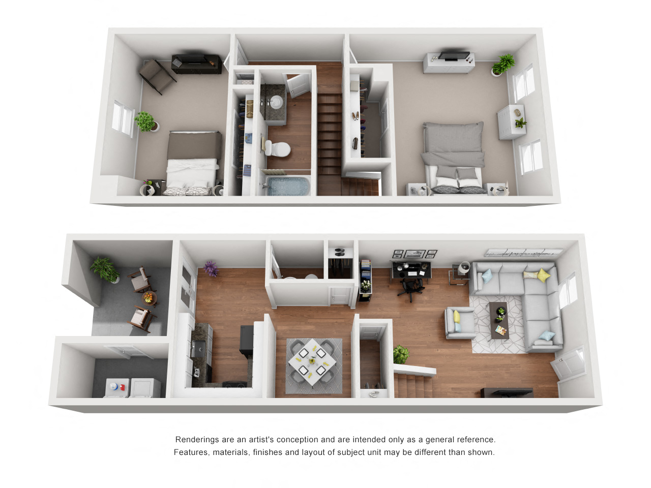 Floor plan for 2 beds, 1.5 baths, 1175 sqft
